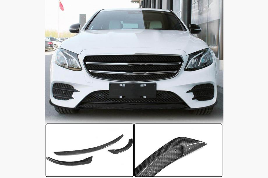Mercedes E-class W213 2016–2023 Voorbumper lip Lip V2 (voor AMG-Line / E43 AMG 2016-2019, carbon) Foto 1