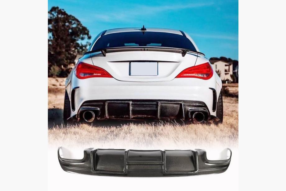 Mercedes CLA C117 2013–2019 Achterbumper diffuser V1 (voor AMG-Line / CLA45 AMG, carbon) Foto 1