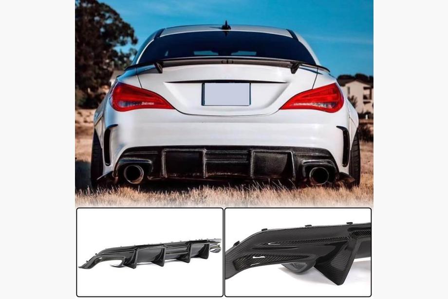 Mercedes CLA C117 2013–2019 Achterbumper diffuser V1 (voor AMG-Line / CLA45 AMG, carbon) Foto 2