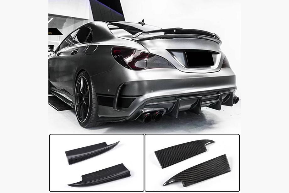 Mercedes CLA C117 2013–2019 Achterbumper sierlijsten V3 (voor AMG-Line / CLA45 AMG SD, carbon) Foto 1