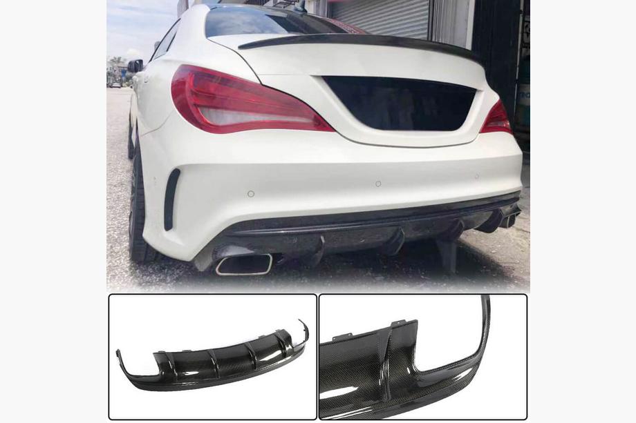 Mercedes CLA C117 2013–2019 Achterbumper diffuser (voor AMG-Line / CLA45 AMG 2017-2019, carbon) Foto 1