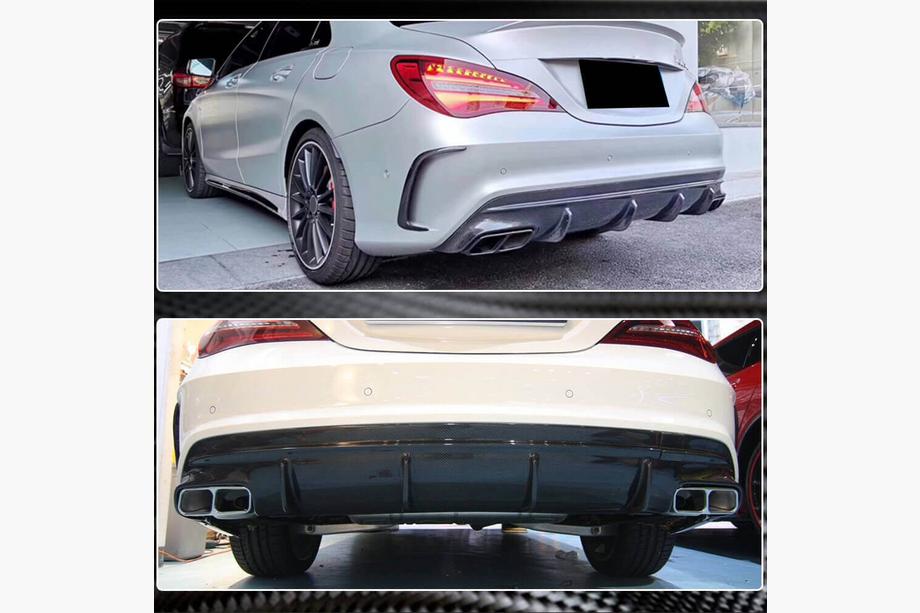 Mercedes CLA C117 2013–2019 Achterbumper diffuser (voor AMG-Line / CLA45 AMG 2017-2019, carbon) Foto 4