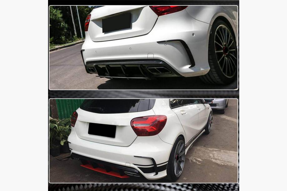 Mercedes A-Klasse W176 2012–2018 Achterbumperlijsten (voor AMG-Line HB, carbon) Foto 3