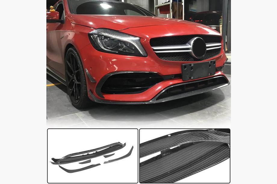 Mercedes A-Klasse W176 2012–2018 Carbon frontbumper lip (voor AMG-Line / A45 AMG HB 2016-2018, carbon) Image