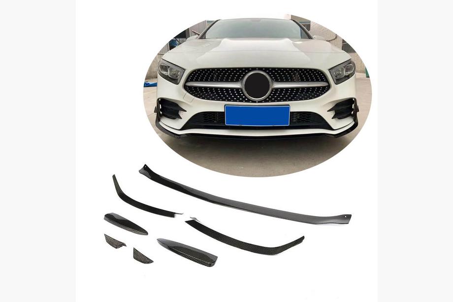 Mercedes A-Klasse W177 2018– Frontlip voor voorbumper Lip V1 (voor AMG-Line SD 2018-2021, carbon) Foto 1