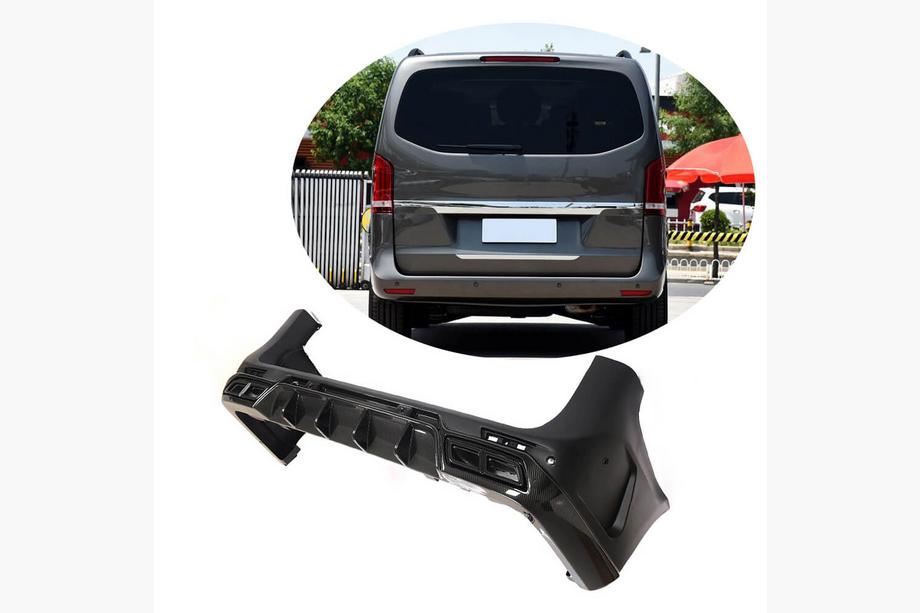 Mercedes Vito/V-klasse W447 2014– Achterbumperbekleding met diffuser (2014-2019, kunststof + carbon) Foto 1