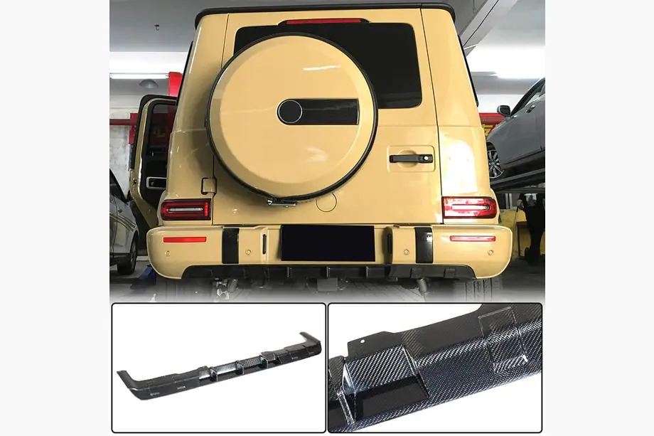 Mercedes G-Klasse W463 2018–2024 Achterbumper diffuser V1 (voor G63 AMG, carbon) Image