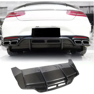 Achterbumper diffuser (voor AMG-Line 2015-2018, Carbon) foto 1