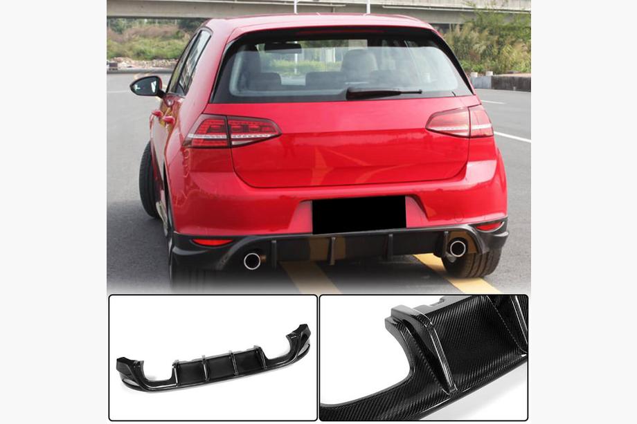 Volkswagen Golf 7/E-Golf 2012–2020 Achterbumper diffuser V2 (voor Base/GTI HB 2012-2017, carbon) Image