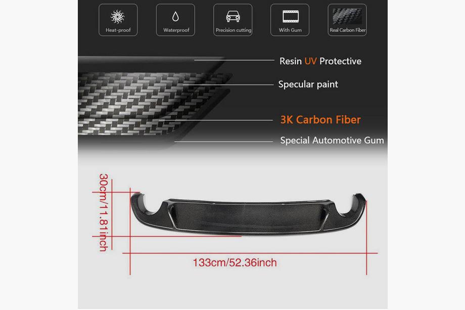 Volkswagen Golf 6 2008–2014 Achterbumperdiffuser V2 (voor GTI HB 2010-2013, carbon) Foto 5