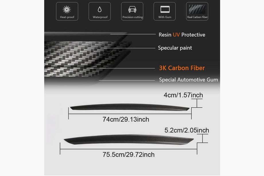 Infiniti Q50/Q60 2013–2024 Carbon achterklep sierlijsten (voor Q50 Base/Sport 2014-2017, Carbon) Foto 5