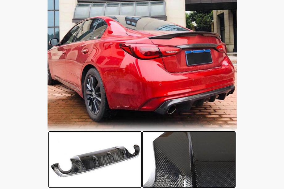 Infiniti Q50/Q60 2013–2024 Achterbumper diffuser V2 (voor Q50 Base/Sport 2018-2023, carbon) Image