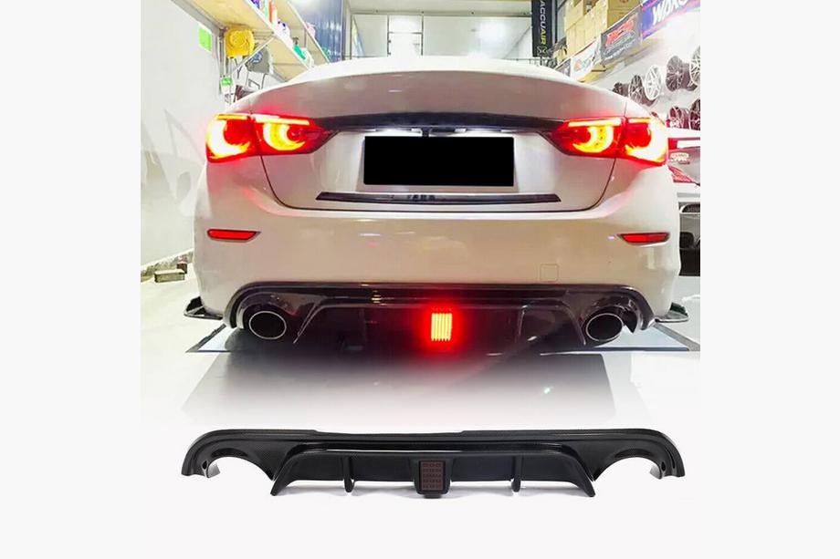 Infiniti Q50/Q60 2013–2024 V4 achterbumperdiffuser (voor Q50 Base/Sport 2014-2017, carbon) Foto 1