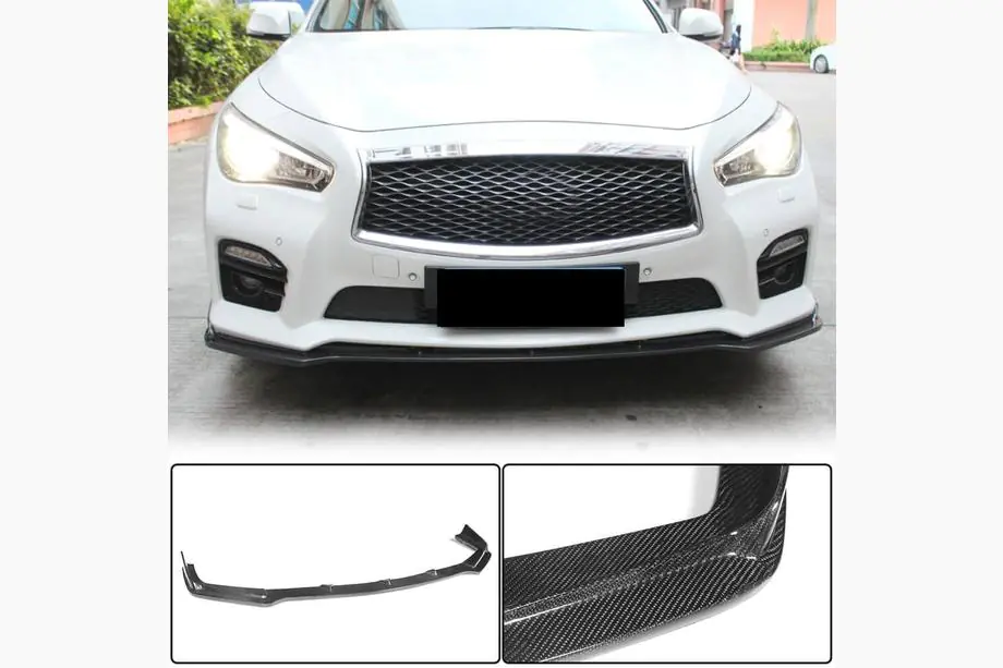 Infiniti Q50/Q60 2013–2024 Carbon front bumper lip Lip V2 (voor Q50 Sport 2014-2017, Carbon) Image