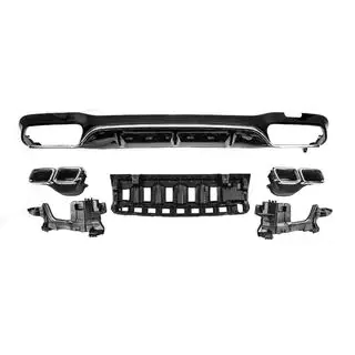 Achterdiffuser met uitlaatsierstukken E63-Design Silver (voor AMG/AMG-Line 2016-2020) foto 1