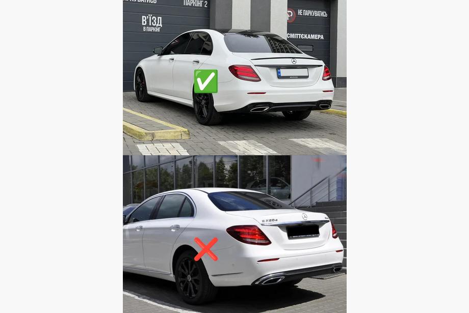 Mercedes E-class W213 2016–2023 Achterdiffuser met uitlaatsierstukken E63-Design Silver (voor AMG/AMG-Line 2016-2020) Foto 8