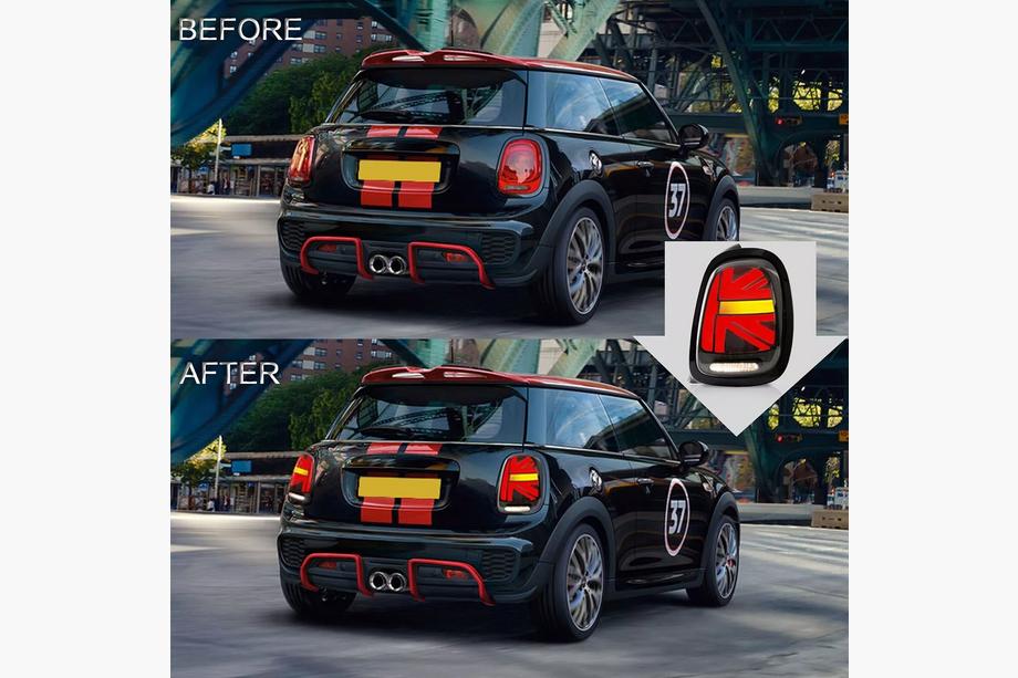 Mini Cooper F55/56/57 2014–2023 Achter LED-achterlichten in Union Jack-stijl Rood (2 stuks) Image