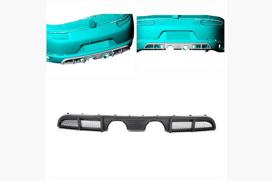 Porsche 911 (991) 2011–2019 Achterbumper diffuser (voor Carrera 4 GTS 2017-2018, carbon) Foto 2