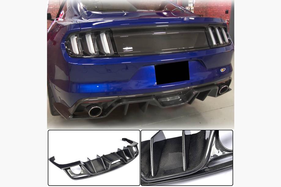 Ford Mustang 2015–2023 Achterbumper diffuser V2 (2015-2017, Carbon) Foto 1