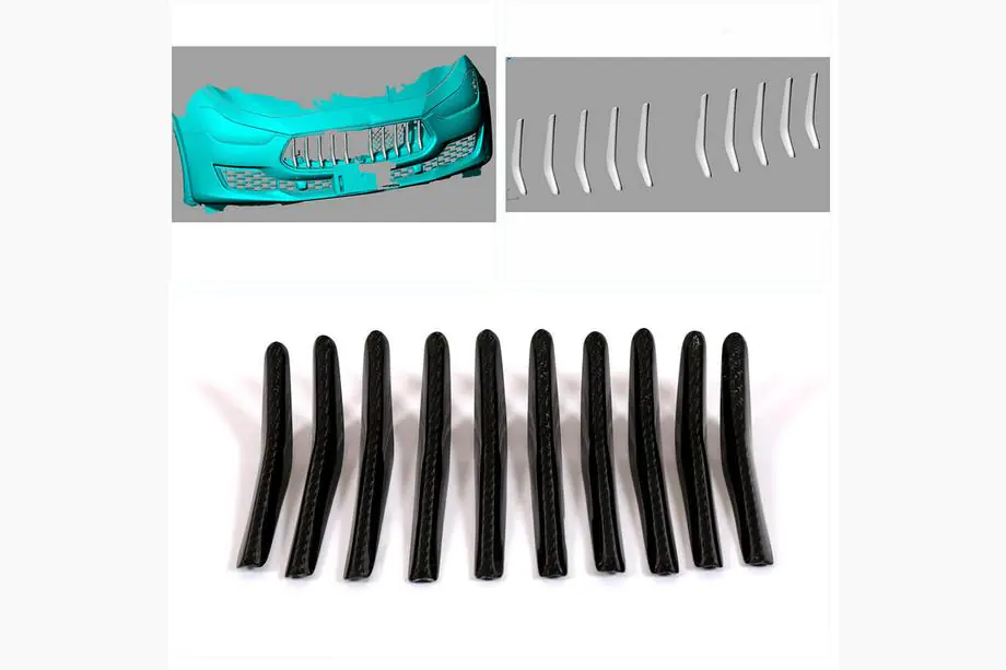 Maserati Ghibli 2013–2023 Carbon grillelijsten voor de radiatorgrille (voor Base/S/S Q4 2018-2020) Foto 2