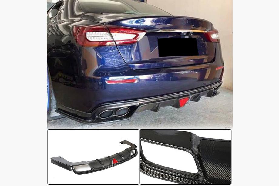 Maserati Quattroporte 2013–2023 Achterbumperdiffuser V1 (voor S/S Q4 2017-2020, Carbon) Foto 1