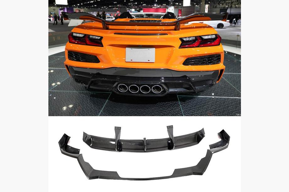 Chevrolet Corvette C8 2019– Achterbumper diffuser (voor Z06, 2022-2024, carbon) Foto 1