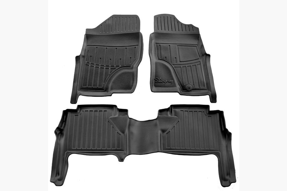 Nissan Navara 2006–2015 Stingray 3D rubber vloermatten (rechtsgestuurd, 3 stuks) Foto 1