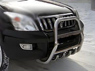 Toyota Land Cruiser Prado 120 2002–2009 Hoge bullbar (RVS) foto 1