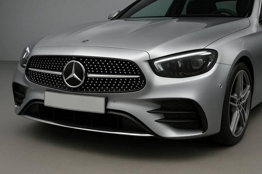 Mercedes E-Klasse Coupé C238 2016–2024 Voorgrille Diamond Silver (voor AMG-Line 2020-2023) Met camerabevestiging Foto 3
