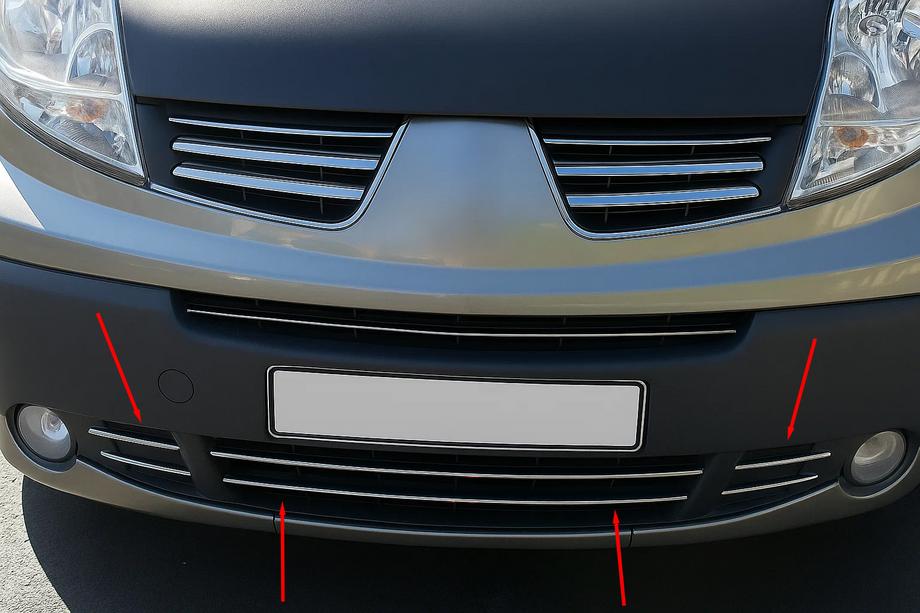 Nissan Primastar 2002–2014 RVS sierlijsten voor onderste grille (6 stuks) Image