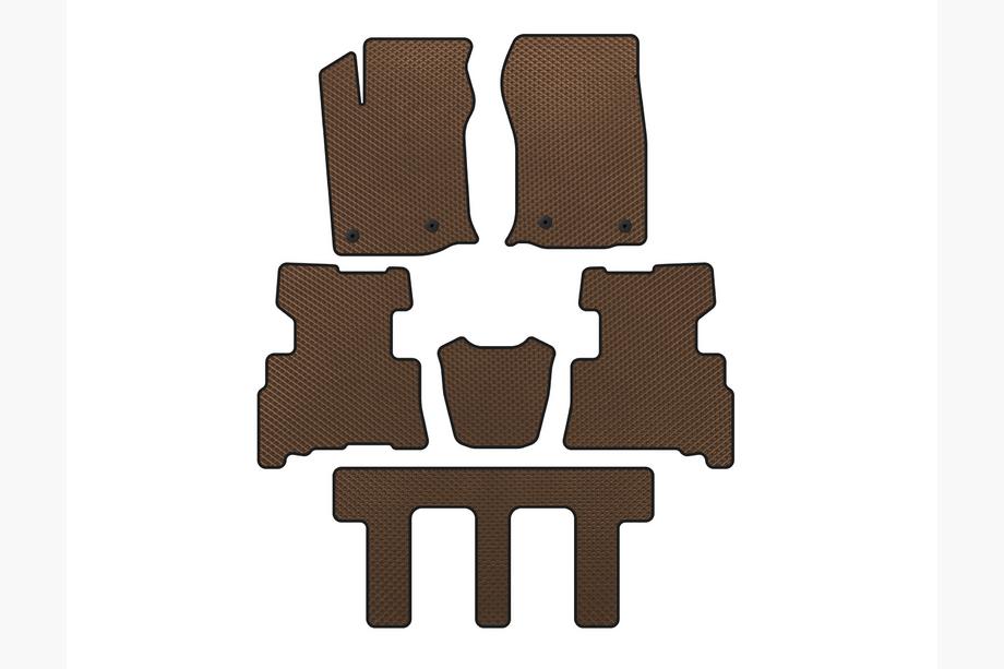 Toyota 4Runner 2009–2024 EVA vloermatten (3 rijen, 2014-2024, 7-zits, Bruin) Image