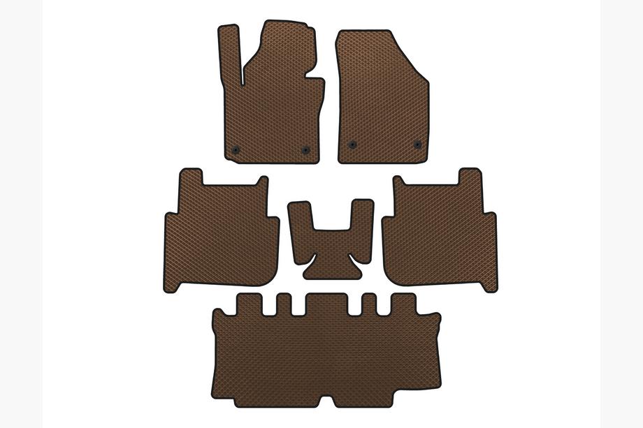 Volkswagen Touran 2003–2010 EVA automatten (3 rijen, 2006-2010, 7-zits, bruin) Foto 1