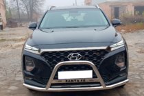 Hyundai Santa Fe 4 2018–2023 Bullbar met snor WT006 (RVS) foto 1