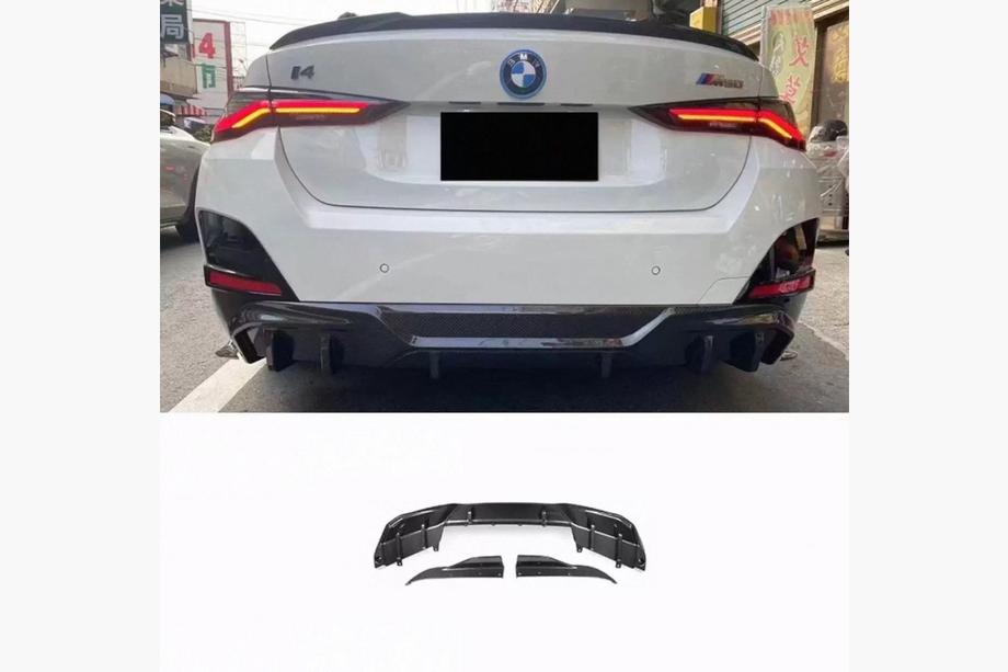 BMW 4-serie G22/23/26 2020– Achterbumper diffuser V2 (voor i4 G26 M-Sport, carbon) Image