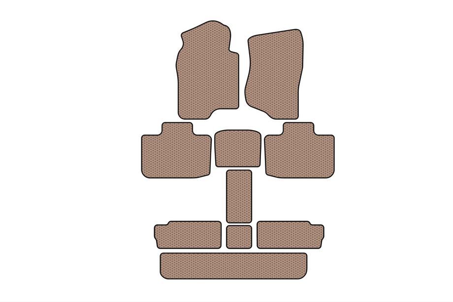 Cadillac Escalade 2007–2014 Carsuit rubberen automatten voor het interieur (3 rijen, beige) Image