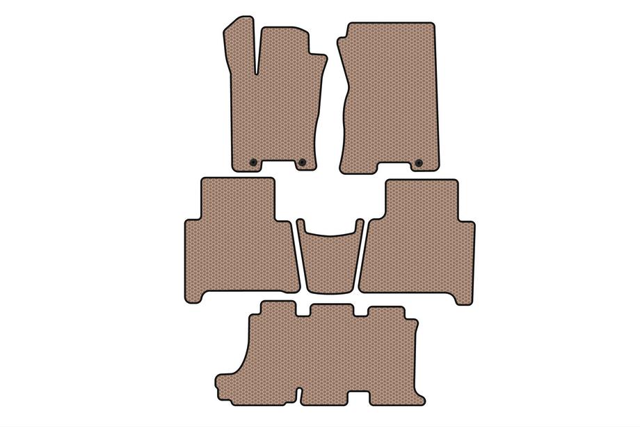 Kia Mohave 2008–2016 Carsuit rubberen automatten voor het interieur (3 rijen, beige) Image