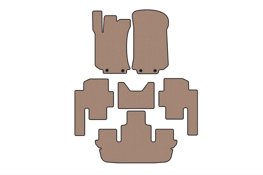 Mercedes R-klasse W251 2005–2017 Carsuit rubberen automatten voor het interieur (3 rijen, beige) Image