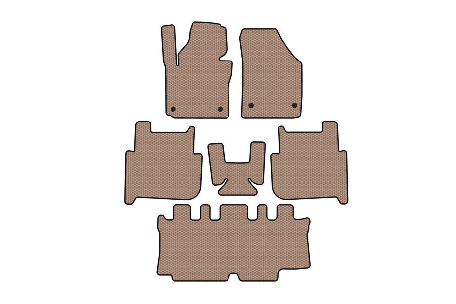 Volkswagen Touran 2003–2010 Carsuit rubber automatten (3 rijen, 2006-2010, 7-zits, beige) Foto 1