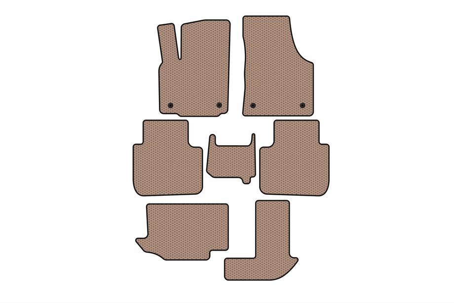 Volkswagen Atlas (Terramont) 2016– Rubberen automatten Carsuit (3 rijen, 7-zits, beige) Image