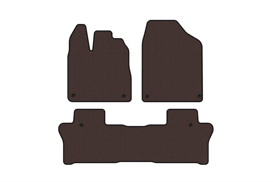 Honda Pilot 2015–2022 Carsuit rubber automatten voor het interieur (2 rijen, bruin) Image