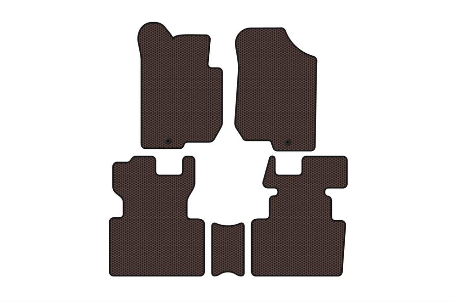 Kia Carens 1999–2012 Rubberen automatten Carsuit (2006-2012, 2 rijen, 7-zits, bruin) Foto 1