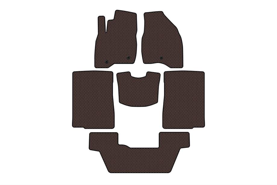Ford Explorer 2011–2019 Rubberen automatten Carsuit (2015-2017, 3 rijen, 7-zits, bruin) Foto 1