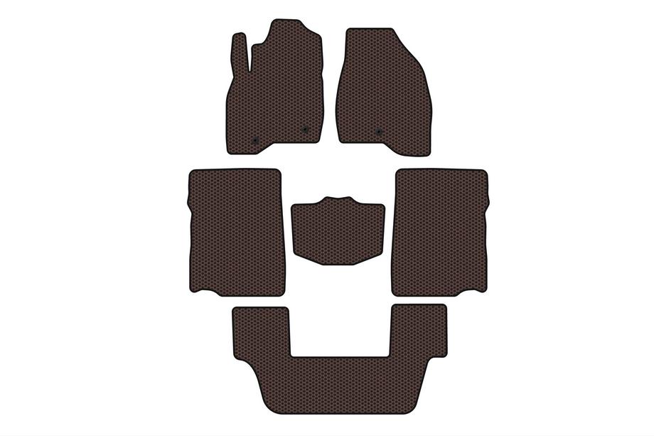 Ford Explorer 2011–2019 Rubberen automatten Carsuit (2017-2019, 3e rij, 7-zits, bruin) Foto 1