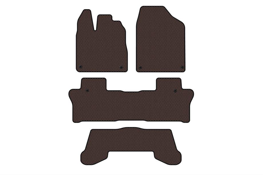 Honda Pilot 2015–2022 Carsuit rubberen automatten (3 rijen, bruin) Image