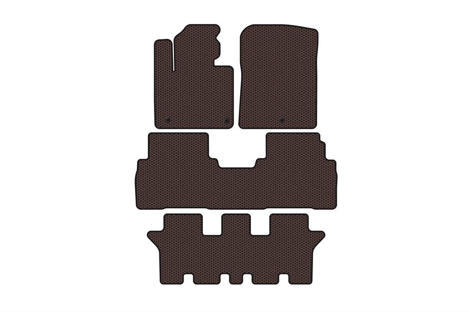 Kia Sorento III UM 2014–2020 Rubberen automatten Carsuit (3 rijen, 7-zits, bruin) Image