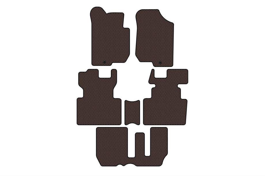 Kia Carens 1999–2012 Rubberen automatten Carsuit (2006-2012, 3 rijen, 7-zits, bruin) Foto 1