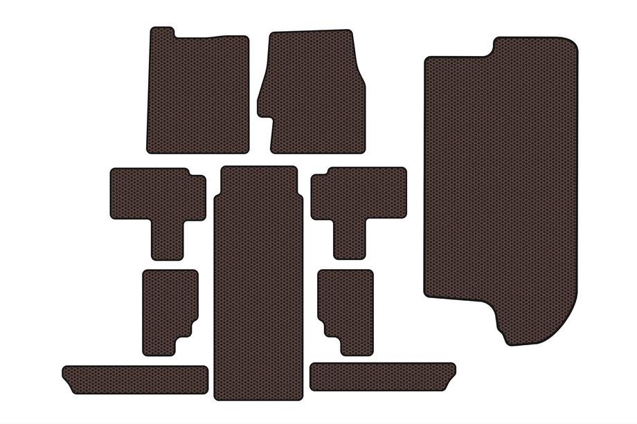 Kia Carnival 2002–2013 Carsuit rubberen vloermatten voor interieur (complete set, bruin) Image