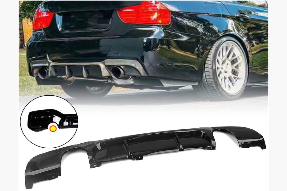 BMW 3-serie E90/E91 2005–2011 Achterbumperdiffuser voor dubbele enkelvoudige uitlaat (voor M-Sport, ABS) Foto 1