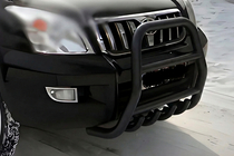 Toyota Land Cruiser Prado 120 2002–2009 Hoge bullbar Black (RVS) foto 1