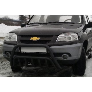 Bullbar WT002 Black (roestvrij staal) Chevrolet Niva 1998–2020